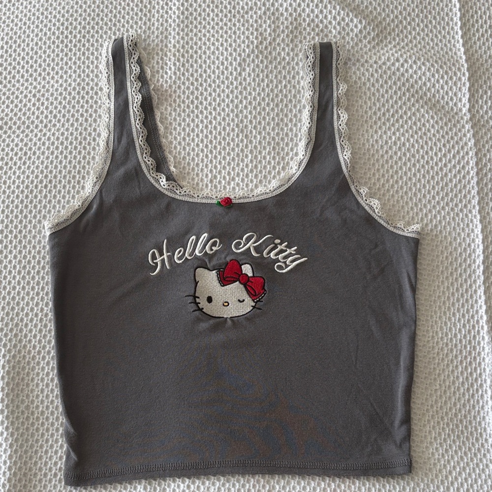 Hello Kitty Gray and White Lace Top